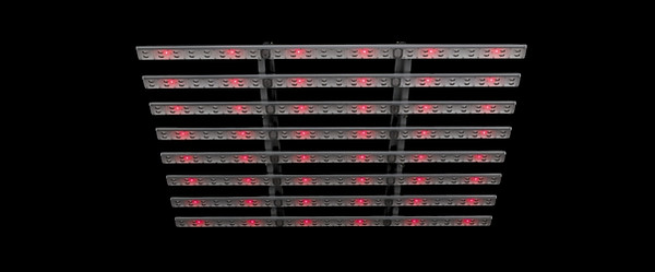 Esttech Halo LED grow light with far red spectrum activated, demonstrating independent spectrum control